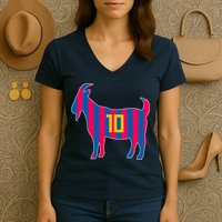 The Goat Messi 10 Greatest Of All Time Women's V-Neck T-Shirt