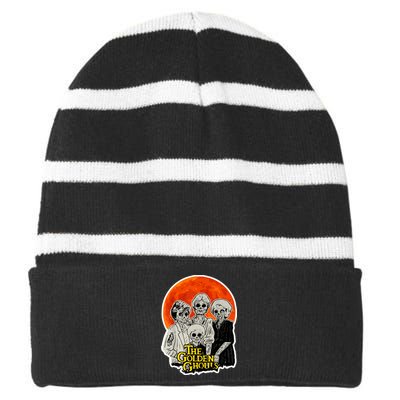 The Golden Ghouls Striped Beanie with Solid Band