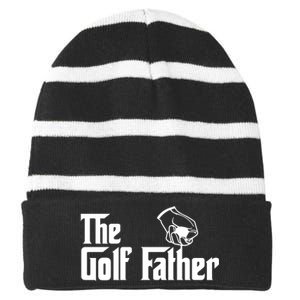 The Golf-Father Funny Golf Dad Striped Beanie with Solid Band