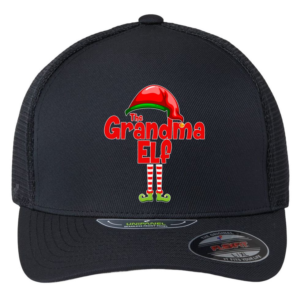 The Grandma Elf Christmas Flexfit Unipanel Trucker Cap