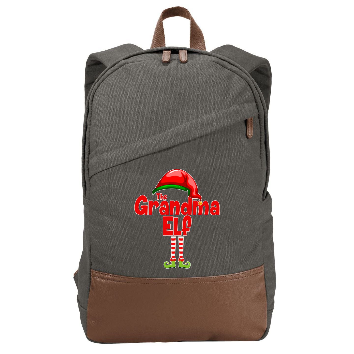 The Grandma Elf Christmas Cotton Canvas Backpack