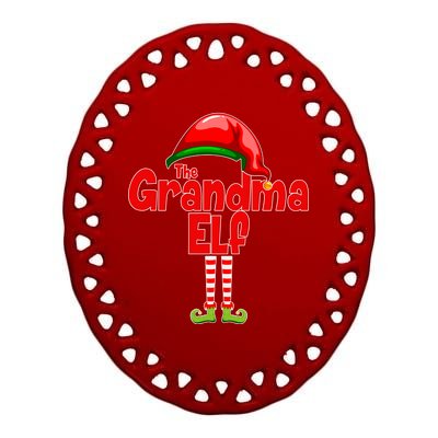 The Grandma Elf Christmas Ceramic Oval Ornament