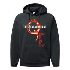 The Great Awakening Qanon Where We Go One We Go All Performance Fleece Hoodie