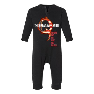 The Great Awakening Qanon Where We Go One We Go All Infant Fleece One Piece