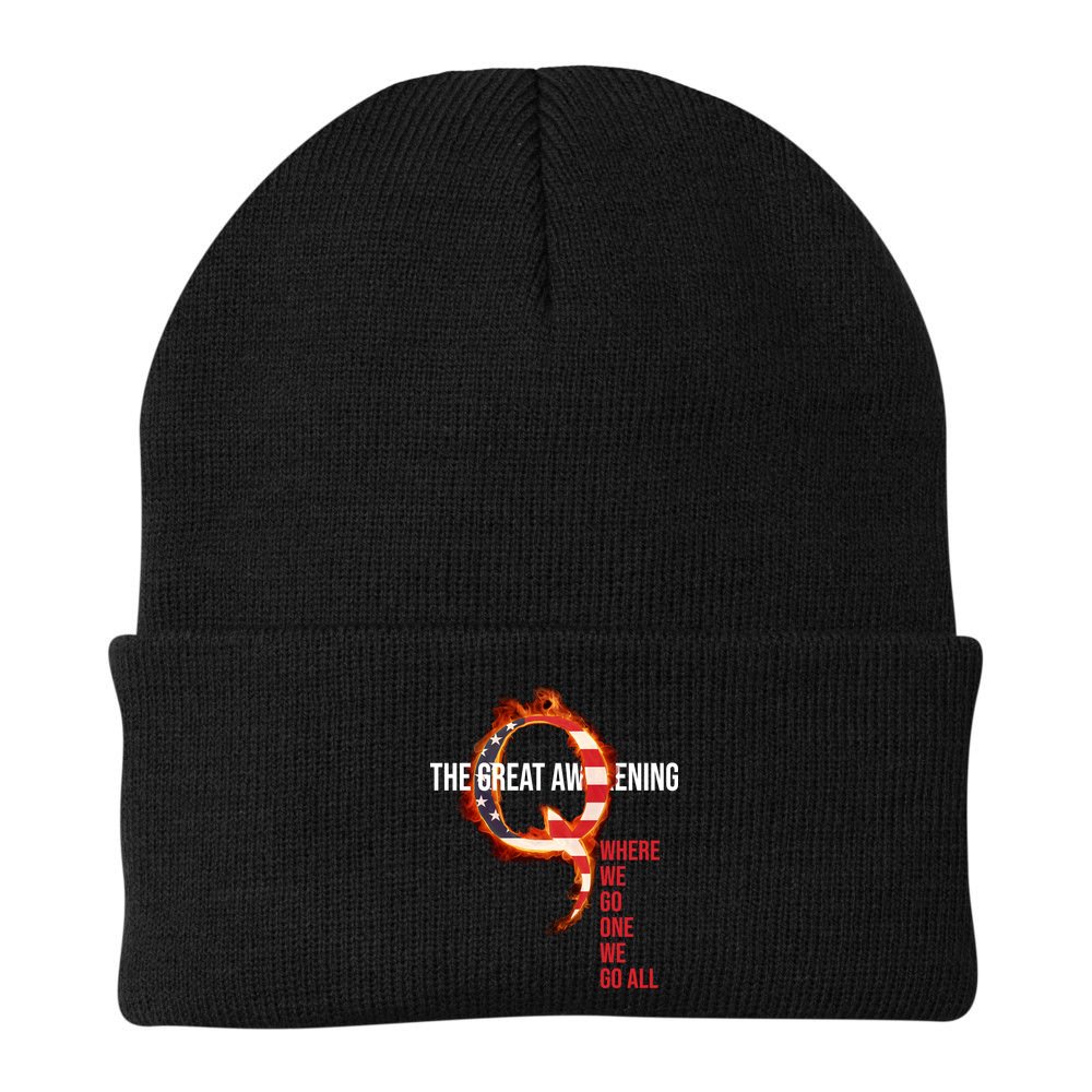 The Great Awakening Qanon Where We Go One We Go All Beanie