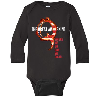 The Great Awakening Qanon Where We Go One We Go All Baby Long Sleeve Bodysuit