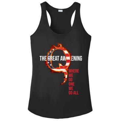 The Great Awakening Qanon Where We Go One We Go All Ladies PosiCharge Competitor Racerback Tank