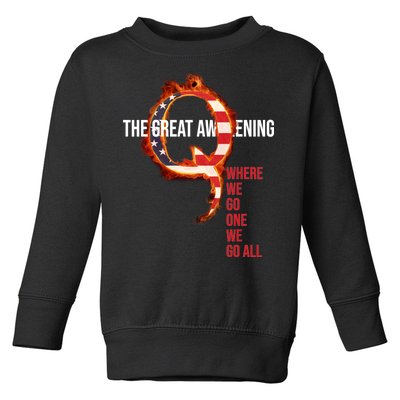 The Great Awakening Qanon Where We Go One We Go All Toddler Sweatshirt