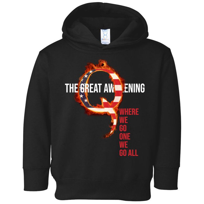 The Great Awakening Qanon Where We Go One We Go All Toddler Hoodie