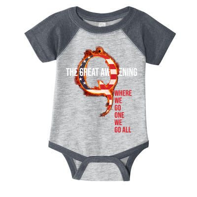 The Great Awakening Qanon Where We Go One We Go All Infant Baby Jersey Bodysuit
