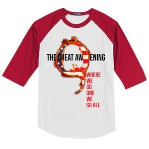 The Great Awakening Qanon Where We Go One We Go All Kids Colorblock Raglan Jersey