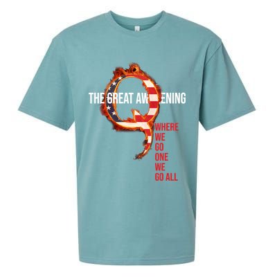 The Great Awakening Qanon Where We Go One We Go All Sueded Cloud Jersey T-Shirt