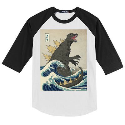 The Great Monster Of Kanagawa Kids Colorblock Raglan Jersey