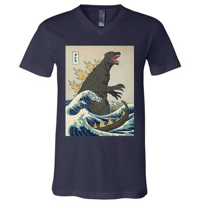 The Great Monster Of Kanagawa V-Neck T-Shirt
