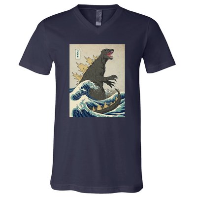 The Great Monster Of Kanagawa V-Neck T-Shirt