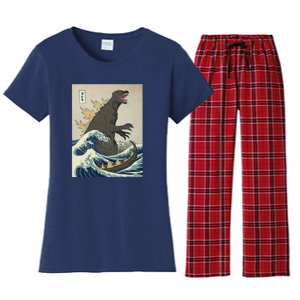 The Great Monster Of Kanagawa Women's Flannel Pajama Set