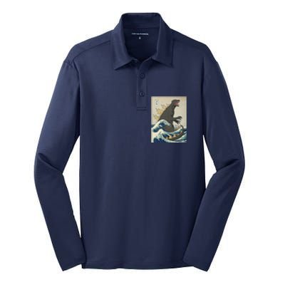 The Great Monster Of Kanagawa Silk Touch Performance Long Sleeve Polo