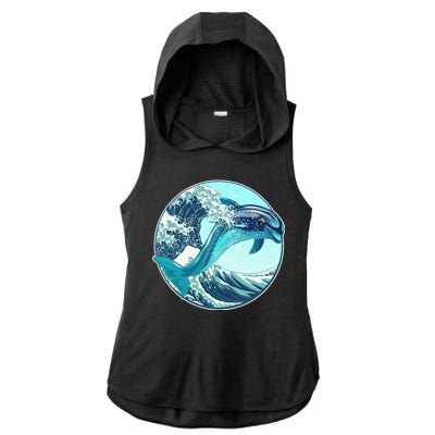 The Great Wave Dolphin Ladies PosiCharge Tri-Blend Wicking Draft Hoodie Tank