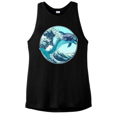 The Great Wave Dolphin Ladies PosiCharge Tri-Blend Wicking Tank