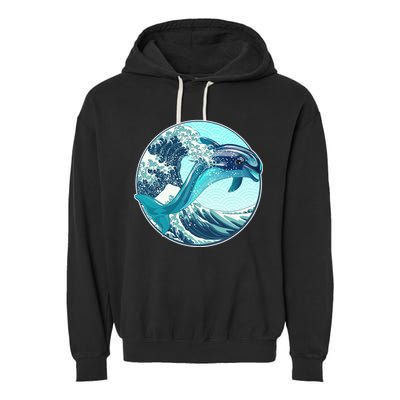 The Great Wave Dolphin Garment-Dyed Fleece Hoodie