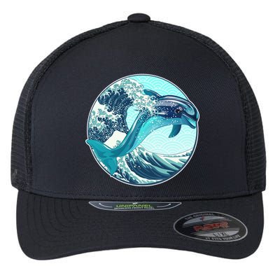 The Great Wave Dolphin Flexfit Unipanel Trucker Cap