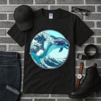 The Great Wave Dolphin Tall T-Shirt