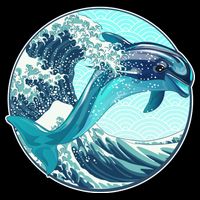 The Great Wave Dolphin Ladies Essential Flowy Tank
