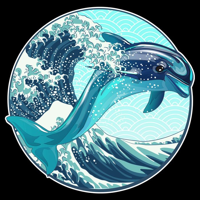 The Great Wave Dolphin Ladies Essential Flowy Tank