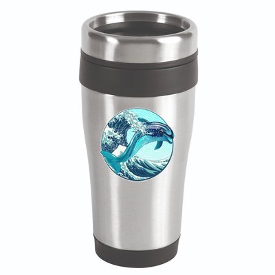 The Great Wave Dolphin 16oz Travel Tumbler