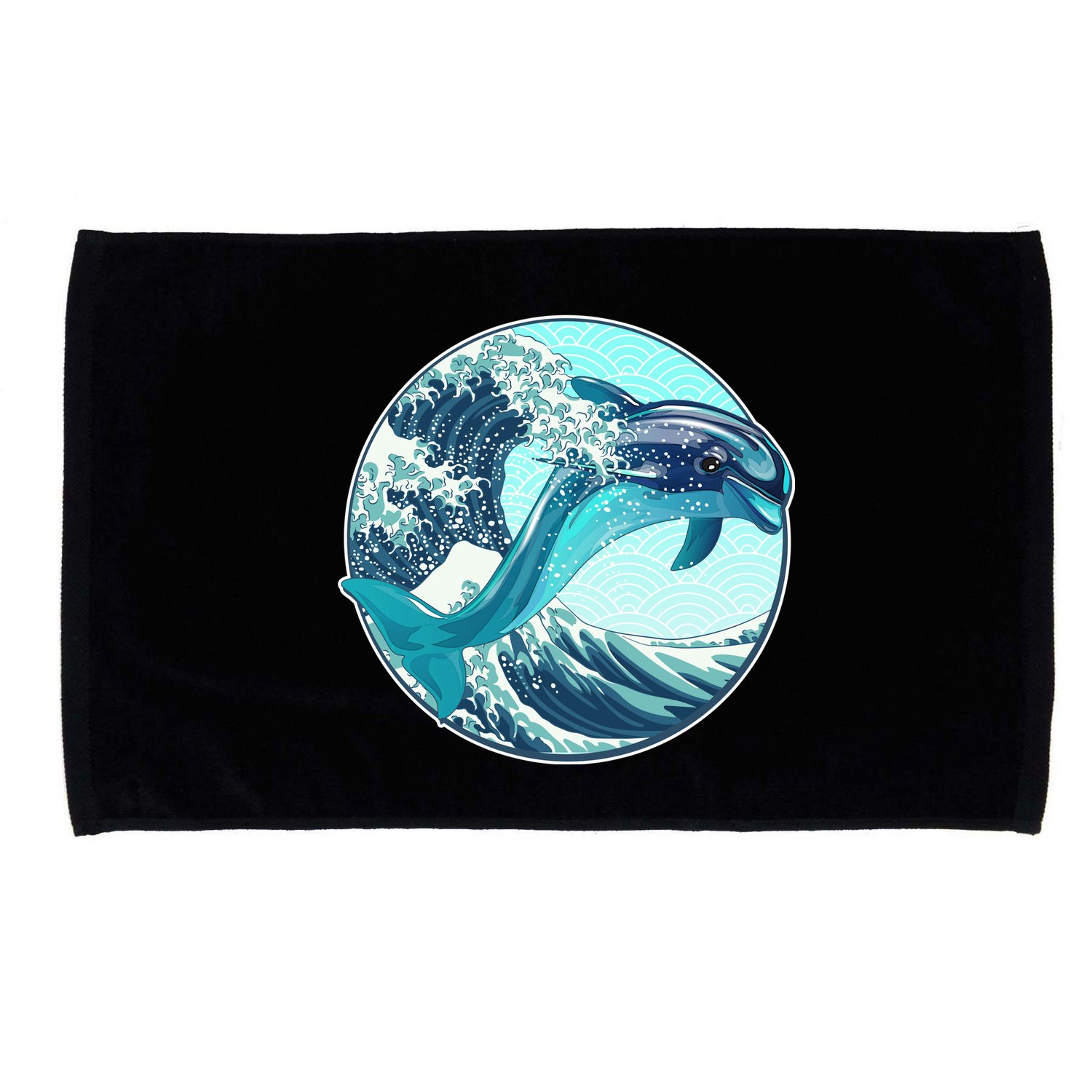 The Great Wave Dolphin Microfiber Hand Towel
