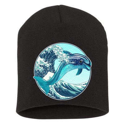 The Great Wave Dolphin Short Acrylic Beanie