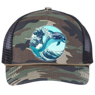 The Great Wave Dolphin Retro Rope Trucker Hat Cap