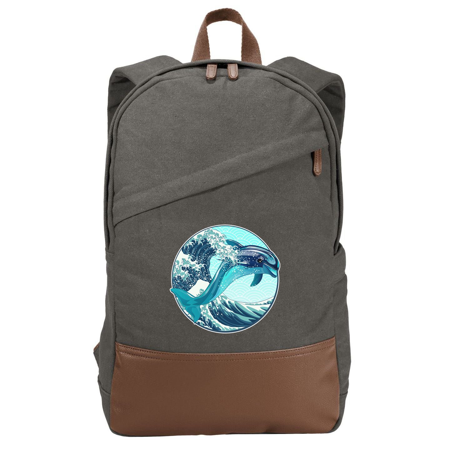 The Great Wave Dolphin Cotton Canvas Backpack