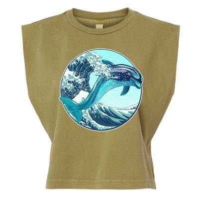 The Great Wave Dolphin Garment-Dyed Women's Muscle Tee