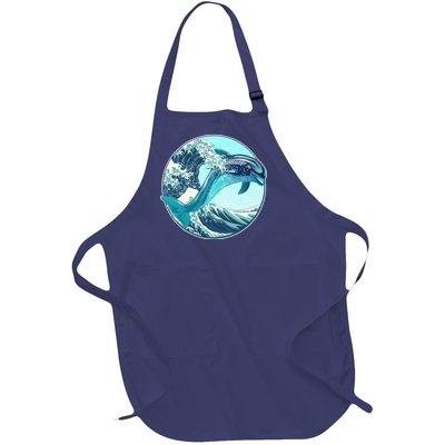 The Great Wave Dolphin Full-Length Apron With Pockets