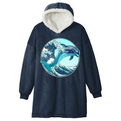 The Great Wave Dolphin Hooded Wearable Blanket