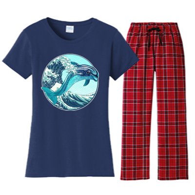 The Great Wave Dolphin Women's Flannel Pajama Set