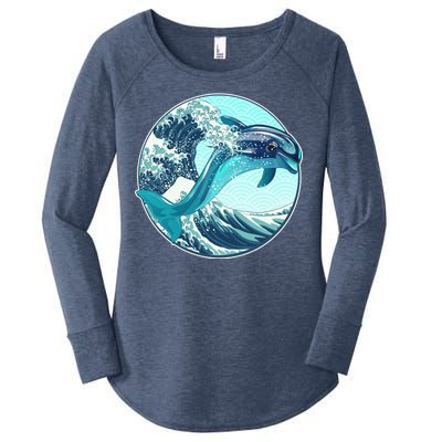 The Great Wave Dolphin Women's Perfect Tri Tunic Long Sleeve Shirt