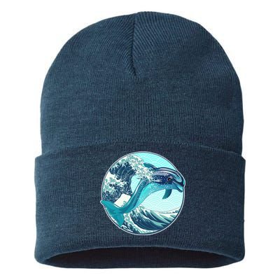 The Great Wave Dolphin Sustainable Knit Beanie