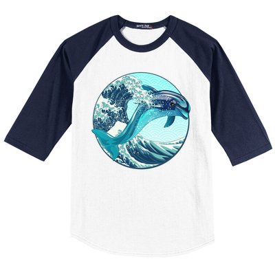 The Great Wave Dolphin Baseball Sleeve Shirt