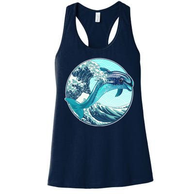 The Great Wave Dolphin Women's Racerback Tank