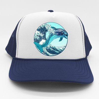 The Great Wave Dolphin Trucker Hat