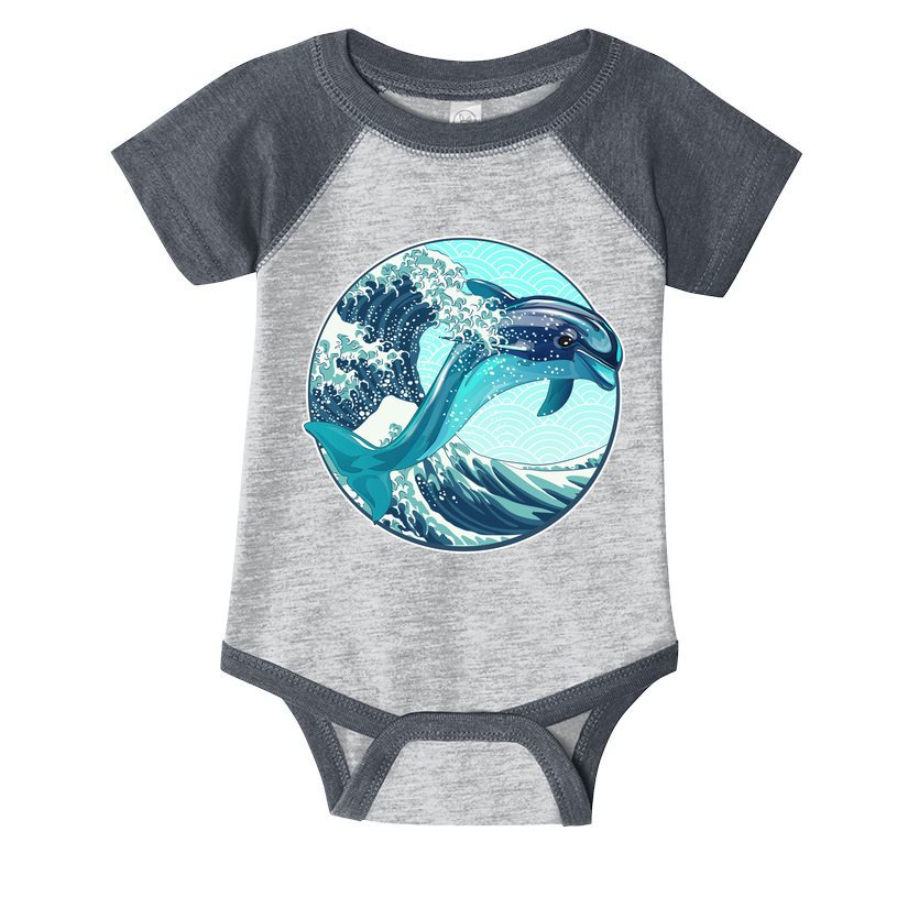 The Great Wave Dolphin Infant Baby Jersey Bodysuit