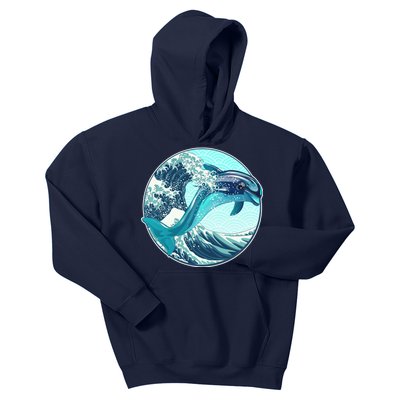 The Great Wave Dolphin Kids Hoodie