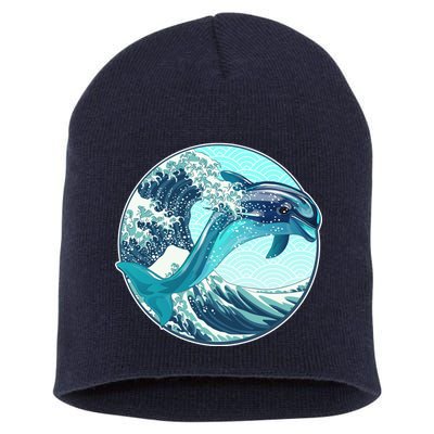 The Great Wave Dolphin Short Acrylic Beanie