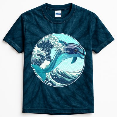 The Great Wave Dolphin Kids Tie-Dye T-Shirt