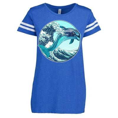 The Great Wave Dolphin Enza Ladies Jersey Football T-Shirt