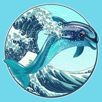 The Great Wave Dolphin T-Shirt