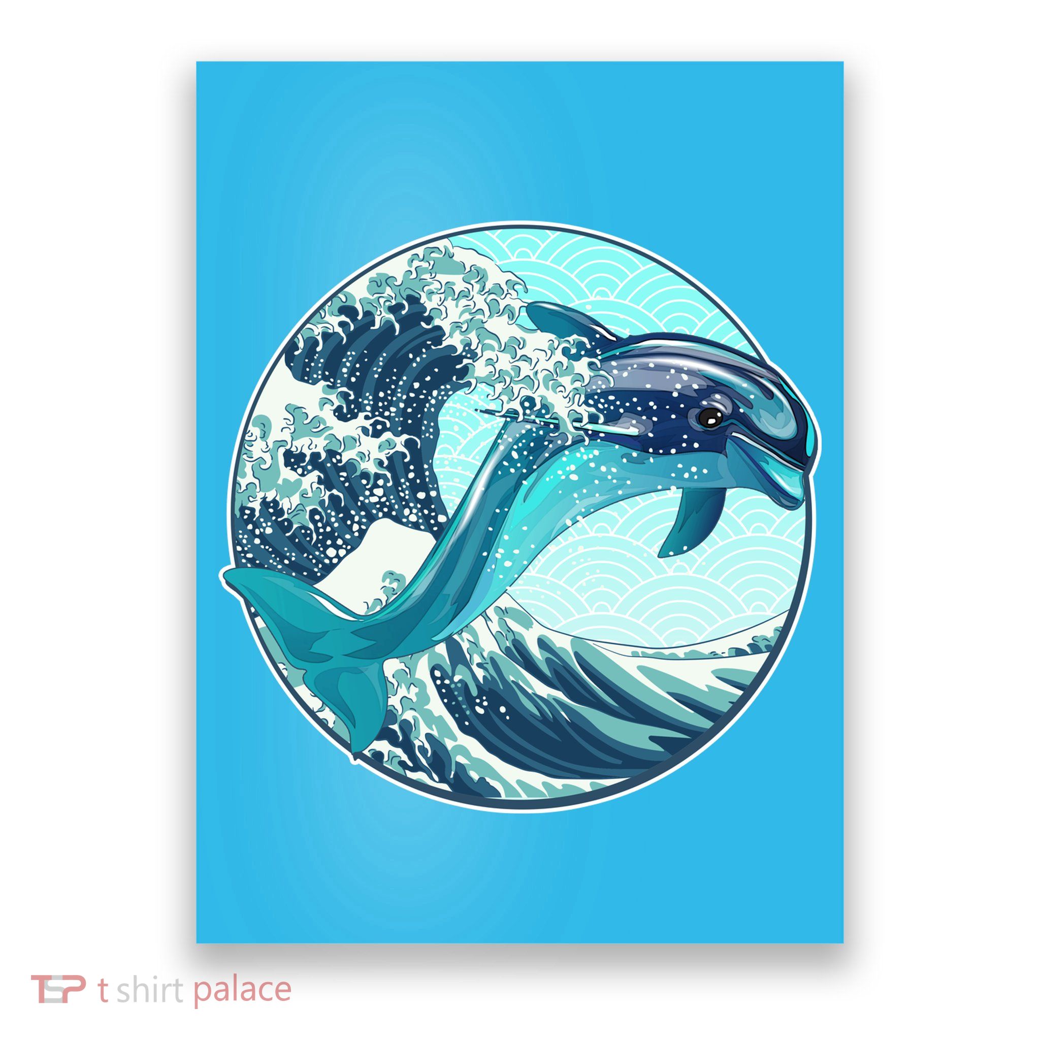The Great Wave Dolphin Poster