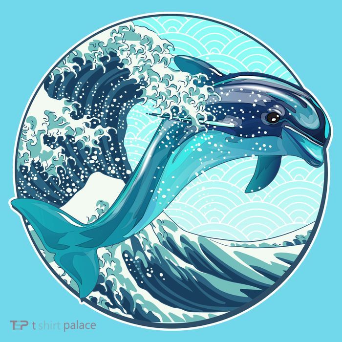 The Great Wave Dolphin Poster